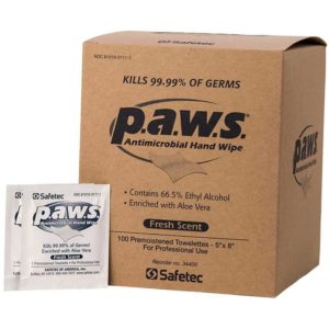 Disinfectant, P.A.W.S. Anti-microbial Hand Wipes,