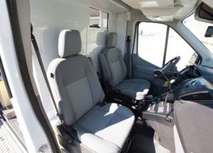 demers ford transit ambulance with blue and white exterior