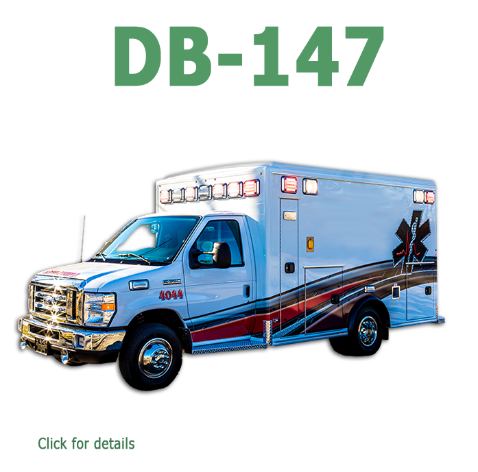 a side-profile of the Gen-T DB-147 ambulance at an angle