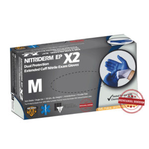 (DISCONTINUED) Gloves, NitriDerm EP X2, Dual Protection, Extended-Cuff, Power-free Nitrile,