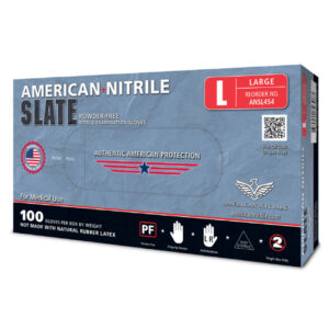 Gloves, American Nitrile Slate, Blue, 5.6 MIL, Powder-free,