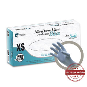 Gloves, NitriDerm Ultra Blue, 4 MIL, Powder-free Nitrile,