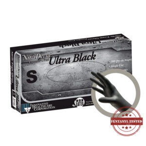 Gloves, NitriDerm Ultra Black, 5.5 MIL, Powder-free Nitrile,