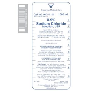 IV Fluid, 0.9% Sodium Chloride, Fresenius, 1000mL,