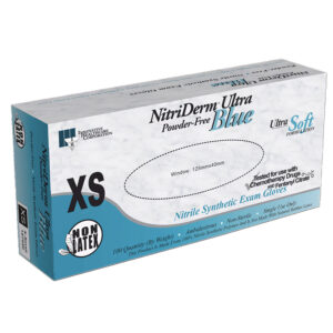 Gloves, NitriDerm Ultra Blue, 4 MIL, Powder-free Nitrile,